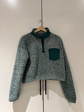 L.A. Hearts Quarter Zip Sweater, Cropped - Large, Green